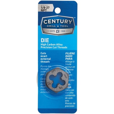 Century Drill & Tool Century Drill & Tool 1/8-27 NPT 1 In. Across Flats Hexagon Pipe Die 96301